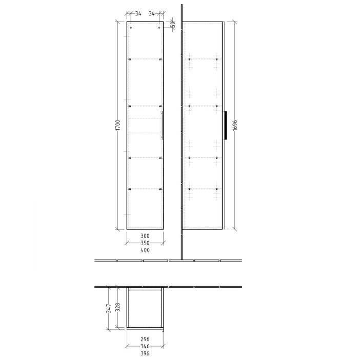 Sanipa 3way Hochschrank 30 cm, 1 Tür  mit Türanschlag rechts, mit Aufsatzgriff