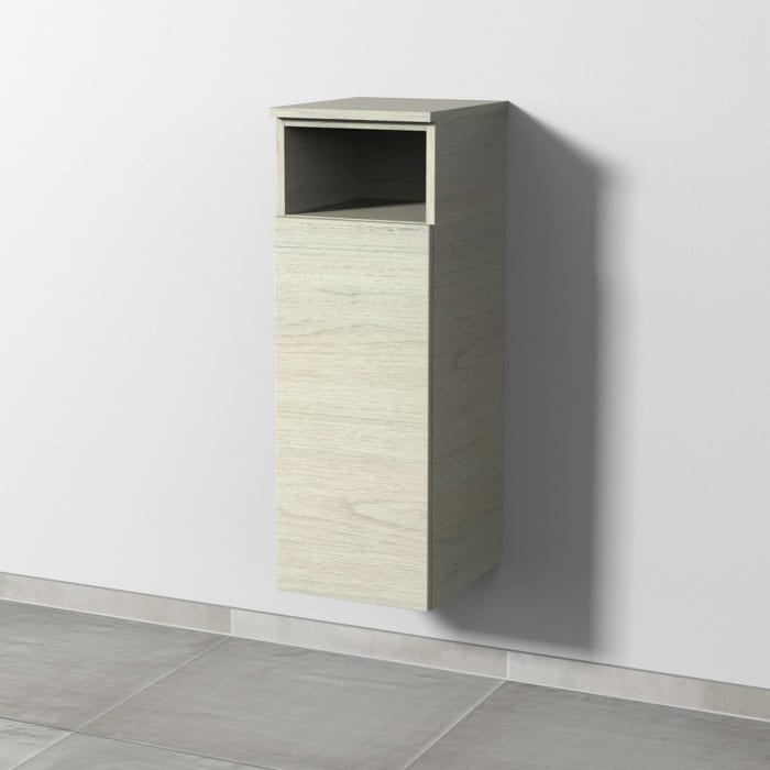 Sanipa 3way Mittelschrank 30 cm, 1 Tür mit Anschlag links, 1 offenes Fach, Push to open