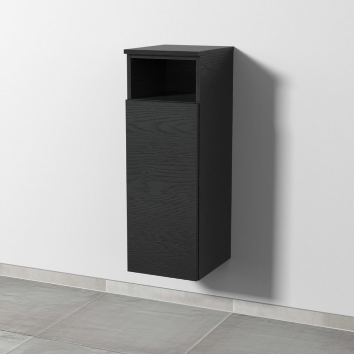 Sanipa 3way Mittelschrank 30 cm, 1 Tür mit Anschlag links, 1 offenes Fach, Push to open