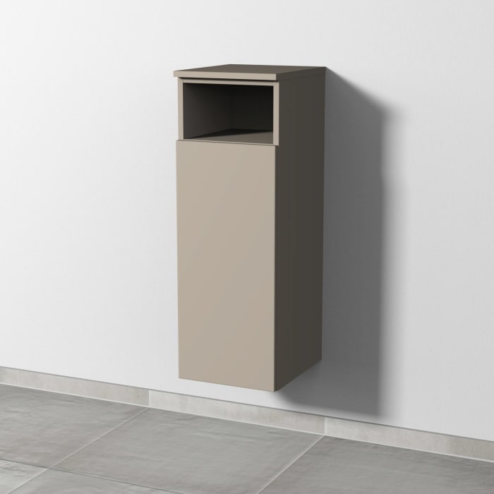 Sanipa 3way Mittelschrank 30 cm, 1 Tür mit Anschlag links, 1 offenes Fach, Push to open