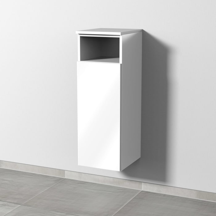 Sanipa 3way Mittelschrank 30 cm, 1 Tür mit Anschlag links, 1 offenes Fach, Push to open