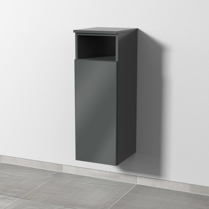 Sanipa 3way Mittelschrank 30 cm, 1 Tür mit Anschlag links, 1 offenes Fach, Push to open