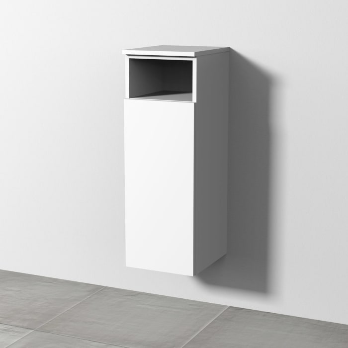 Sanipa 3way Mittelschrank 30 cm, 1 Tür mit Anschlag links, 1 offenes Fach, Push to open