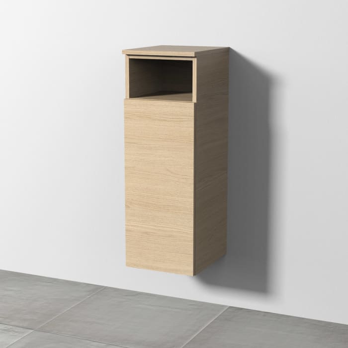 Sanipa 3way Mittelschrank 30 cm, 1 Tür mit Anschlag links, 1 offenes Fach, Push to open