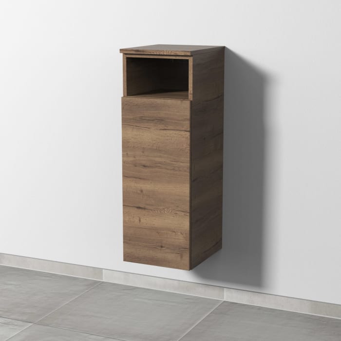 Sanipa 3way Mittelschrank 30 cm, 1 Tür mit Anschlag links, 1 offenes Fach, Push to open