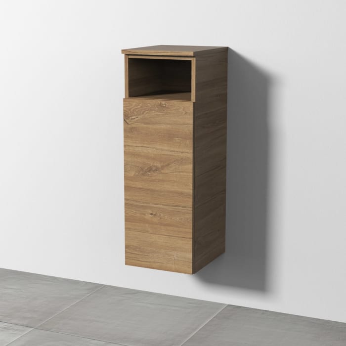 Sanipa 3way Mittelschrank 30 cm, 1 Tür mit Anschlag links, 1 offenes Fach, Push to open