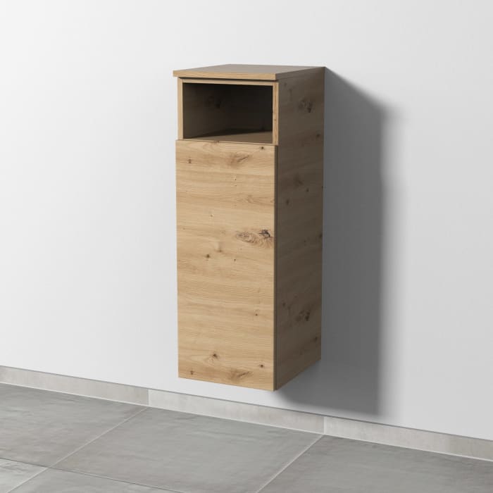 Sanipa 3way Mittelschrank 30 cm, 1 Tür mit Anschlag links, 1 offenes Fach, Push to open