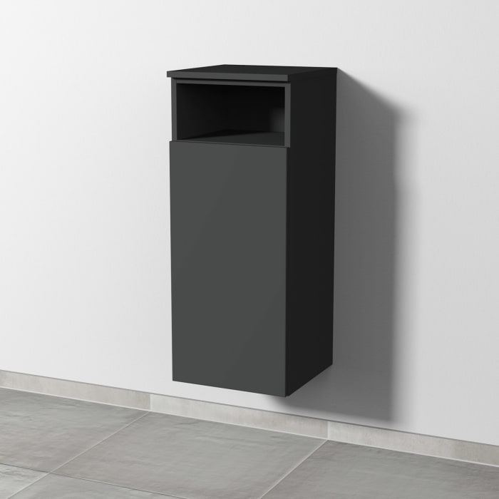 Sanipa 3way Mittelschrank 35 cm, 1 Tür mit Anschlag links, 1 offenes Fach, Push to open