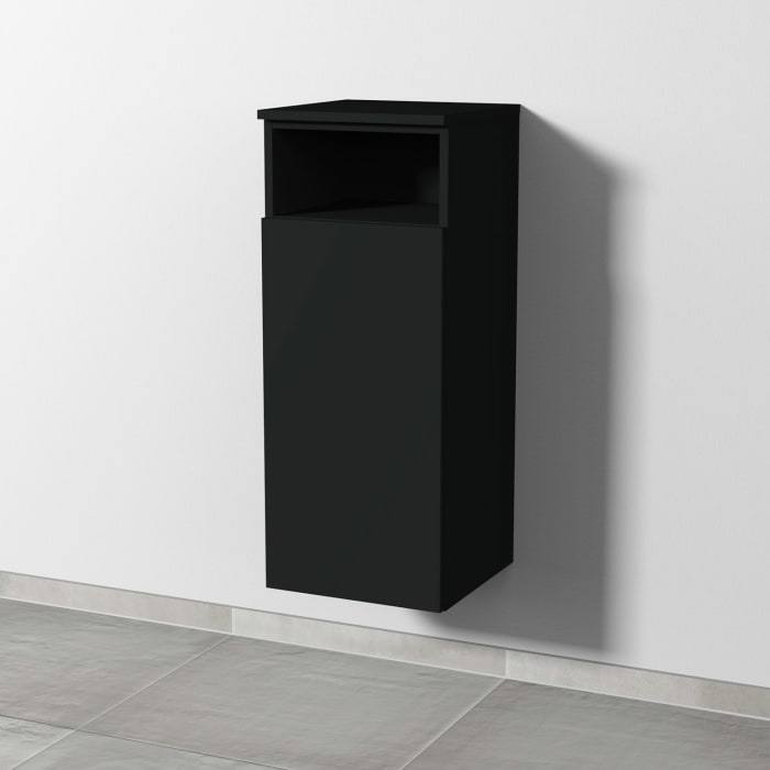 Sanipa 3way Mittelschrank 35 cm, 1 Tür mit Anschlag links, 1 offenes Fach, Push to open