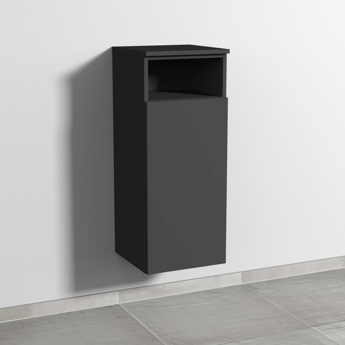 Sanipa 3way Mittelschrank 35 cm, 1 Tür mit Anschlag rechts, 1 offenes Fach, Push to open