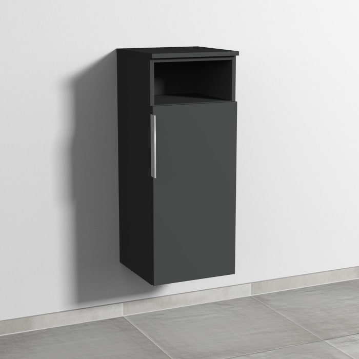 Sanipa 3way Mittelschrank 35 cm, 1 Tür mit Anschlag rechts, 1 offenes Fach, mit Aufsatz-Griff