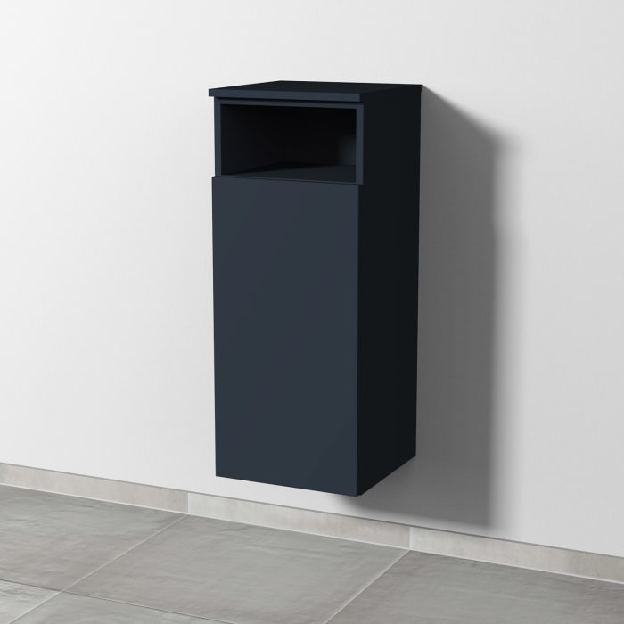 Sanipa 3way Mittelschrank 35 cm, 1 Tür mit Anschlag links, 1 offenes Fach, Push to open