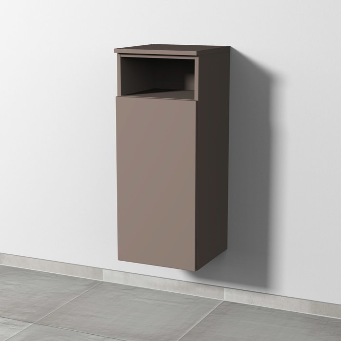 Sanipa 3way Mittelschrank 35 cm, 1 Tür mit Anschlag links, 1 offenes Fach, Push to open