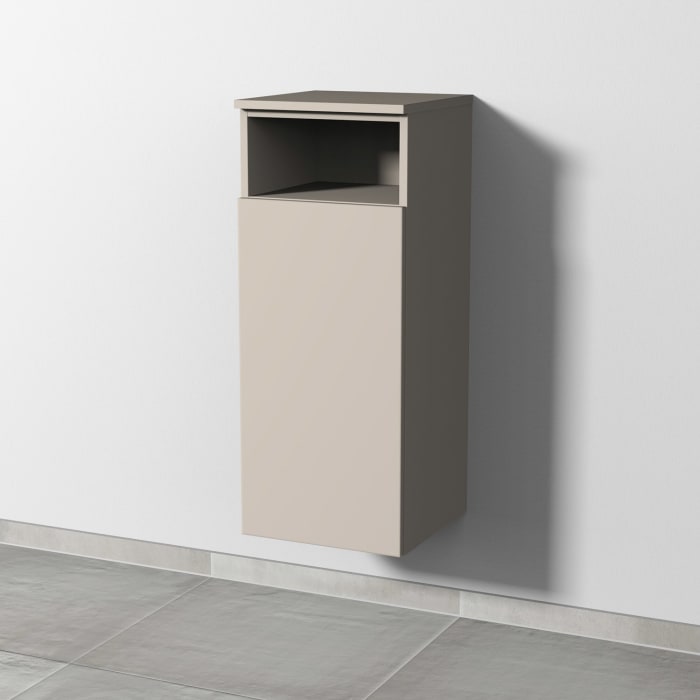 Sanipa 3way Mittelschrank 35 cm, 1 Tür mit Anschlag links, 1 offenes Fach, Push to open