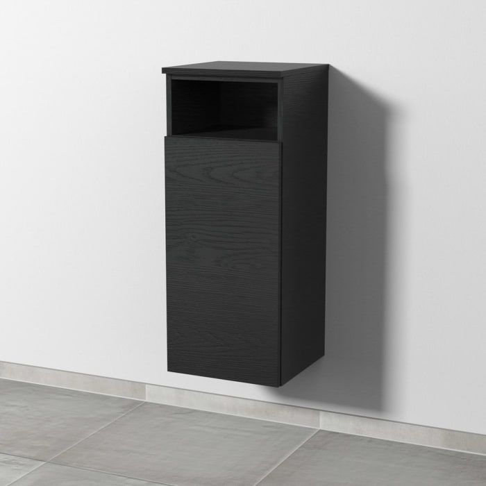 Sanipa 3way Mittelschrank 35 cm, 1 Tür mit Anschlag links, 1 offenes Fach, Push to open