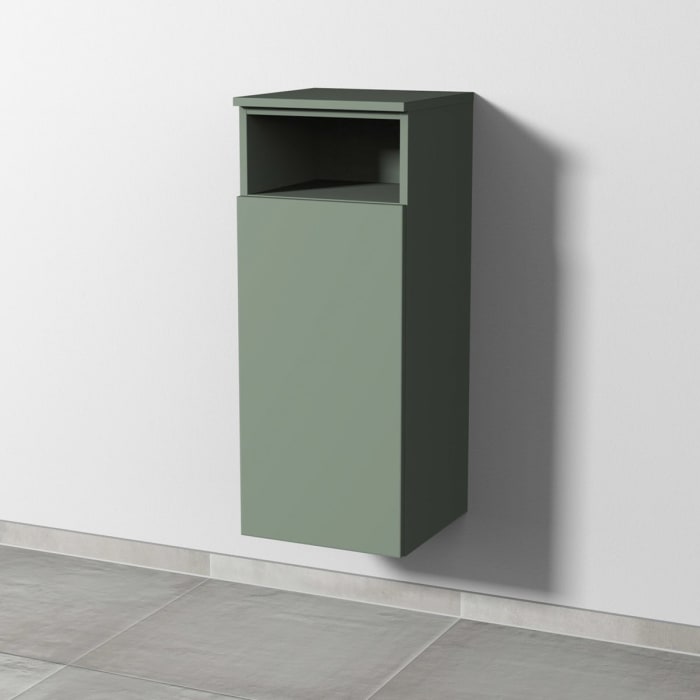 Sanipa 3way Mittelschrank 35 cm, 1 Tür mit Anschlag links, 1 offenes Fach, Push to open