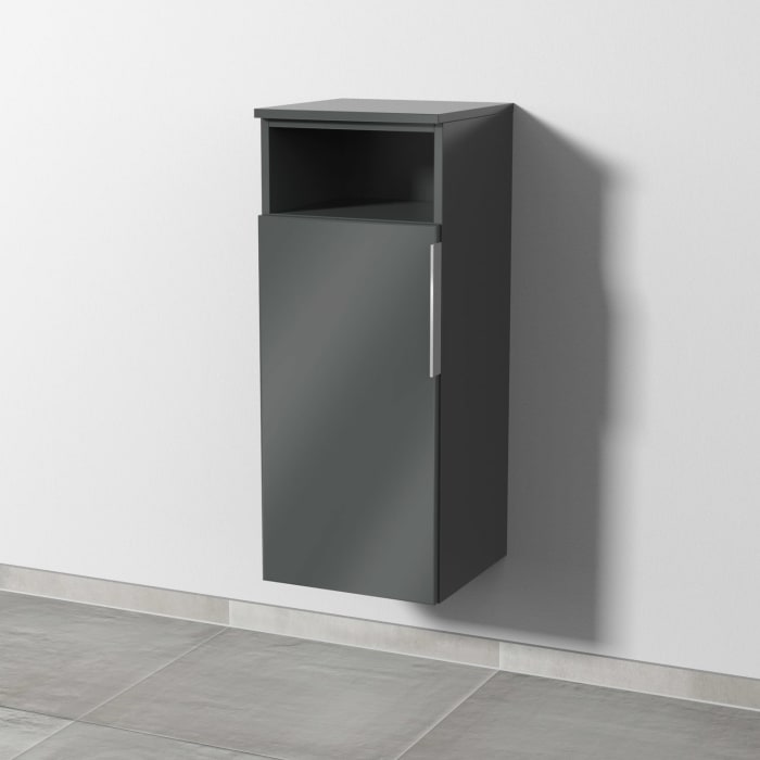 Sanipa 3way Mittelschrank 35 cm, 1 Tür mit Anschlag links, 1 offenes Fach, mit Aufsatz-Griff