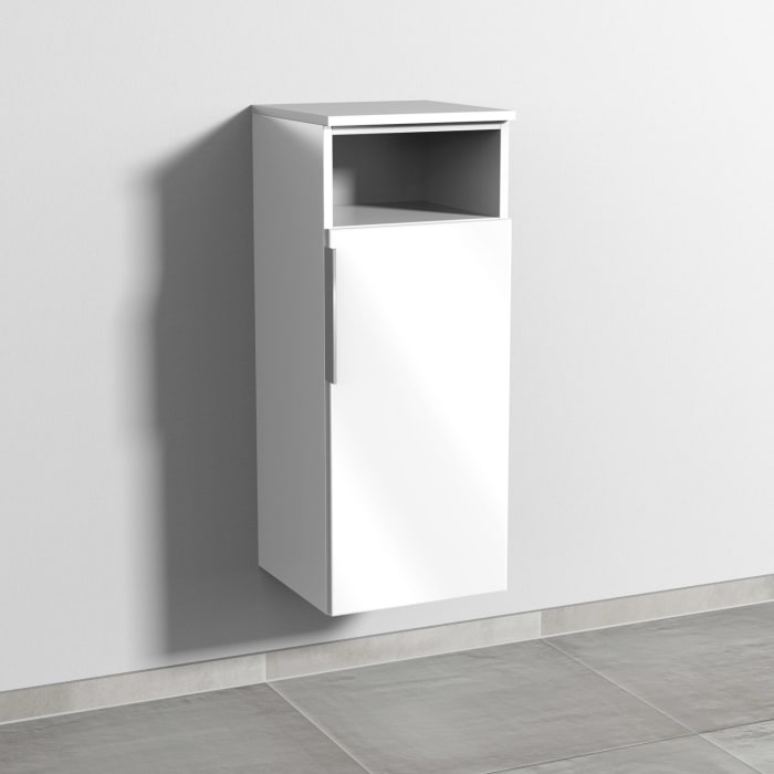 Sanipa 3way Mittelschrank 35 cm, 1 Tür mit Anschlag rechts, 1 offenes Fach, mit Aufsatz-Griff