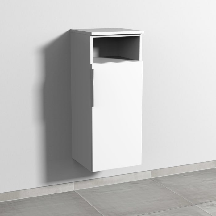 Sanipa 3way Mittelschrank 35 cm, 1 Tür mit Anschlag rechts, 1 offenes Fach, mit Aufsatz-Griff