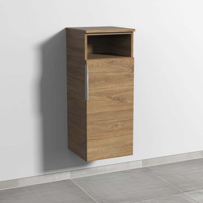 Sanipa 3way Mittelschrank 35 cm, 1 Tür mit Anschlag rechts, 1 offenes Fach, mit Aufsatz-Griff