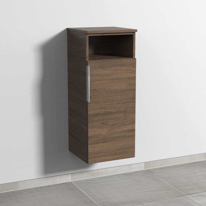 Sanipa 3way Mittelschrank 35 cm, 1 Tür mit Anschlag rechts, 1 offenes Fach, mit Aufsatz-Griff