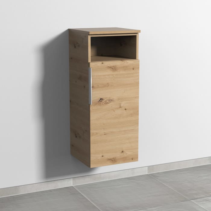 Sanipa 3way Mittelschrank 35 cm, 1 Tür mit Anschlag rechts, 1 offenes Fach, mit Aufsatz-Griff