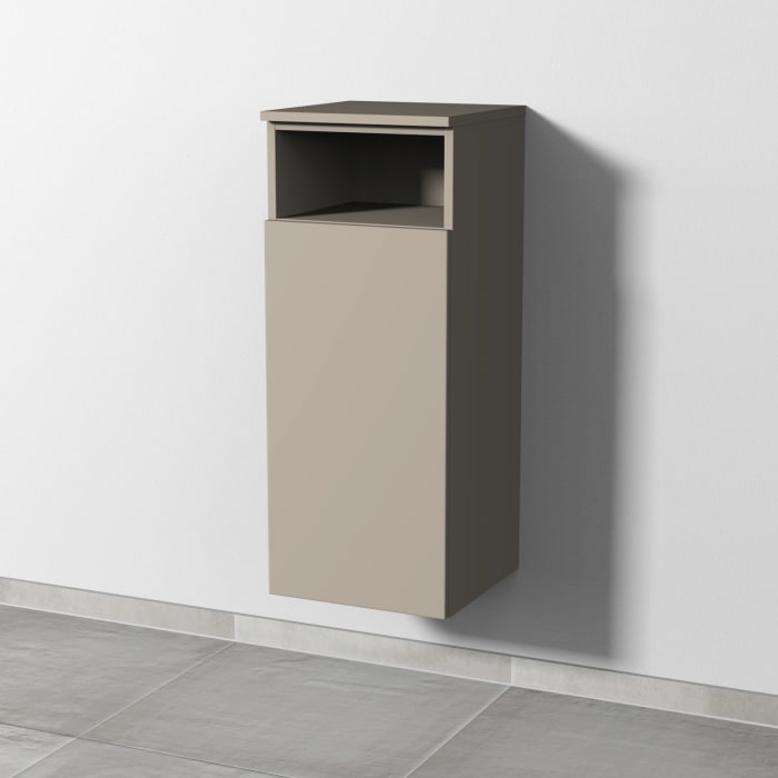 Sanipa 3way Mittelschrank 35 cm, 1 Tür mit Anschlag links, 1 offenes Fach, Push to open