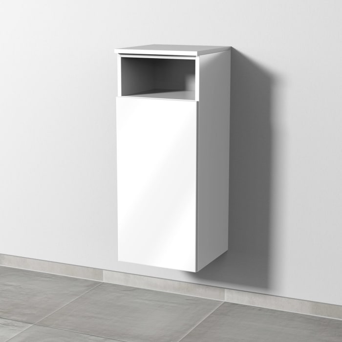 Sanipa 3way Mittelschrank 35 cm, 1 Tür mit Anschlag links, 1 offenes Fach, Push to open