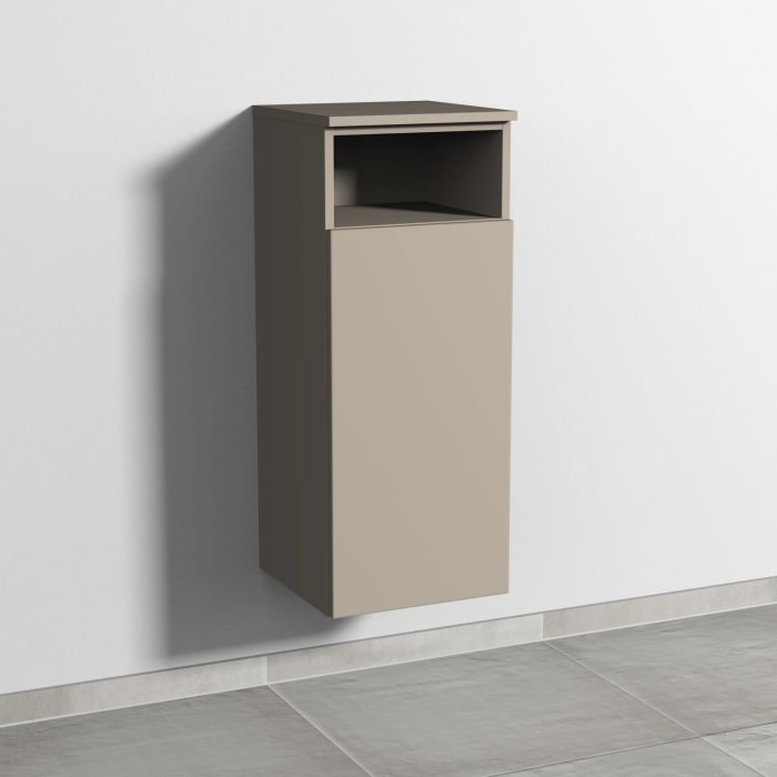 Sanipa 3way Mittelschrank 35 cm, 1 Tür mit Anschlag rechts, 1 offenes Fach, Push to open