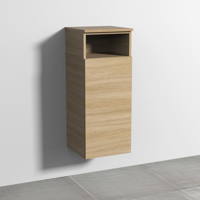 Sanipa 3way Mittelschrank 35 cm, 1 Tür mit Anschlag rechts, 1 offenes Fach, Push to open