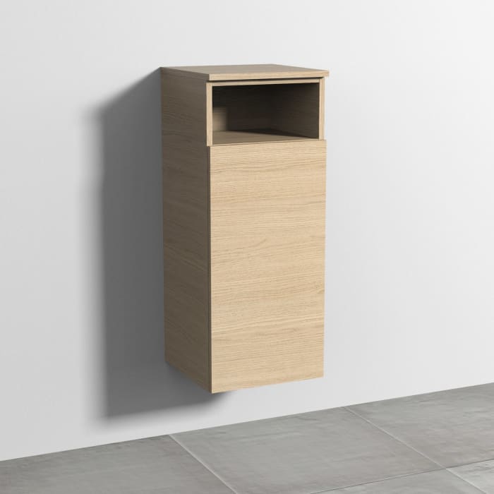 Sanipa 3way Mittelschrank 35 cm, 1 Tür mit Anschlag rechts, 1 offenes Fach, Push to open