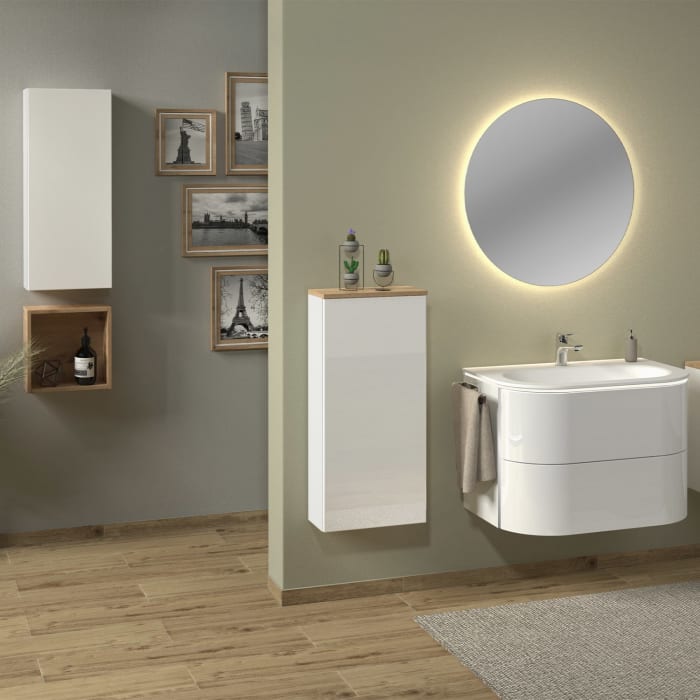 Sanipa 3way Mittelschrank 40 cm, 1 Tür, Anschlag links, mit Griff-Leiste