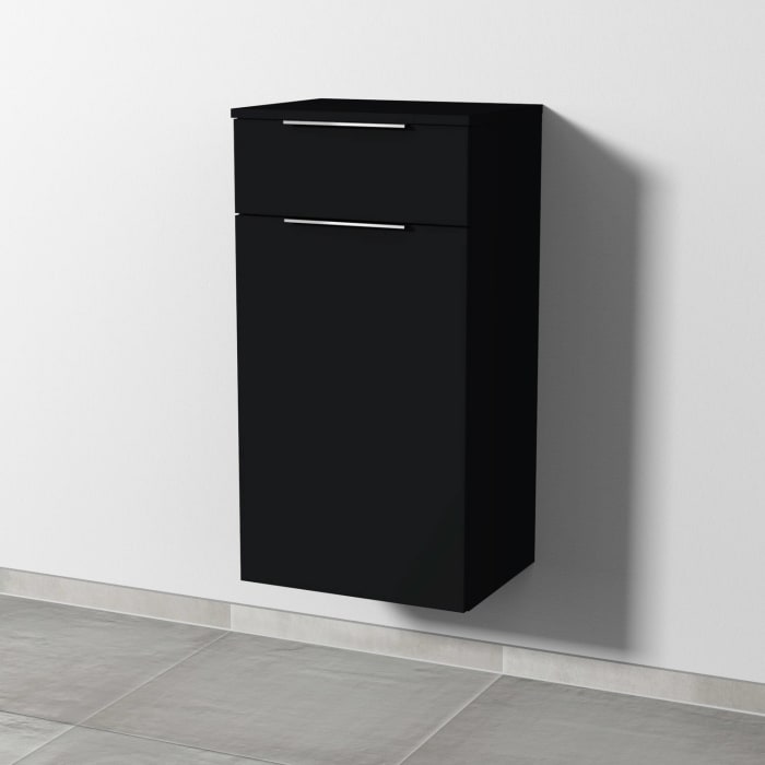 Sanipa 3way Mittelschrank 45 cm, 1 Auszug, 1 Wäschekorbklappe, mit Aufsatz-Griff