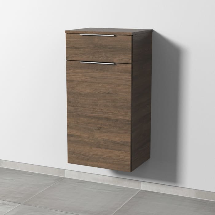 Sanipa 3way Mittelschrank 45 cm, 1 Auszug, 1 Wäschekorbklappe, mit Aufsatz-Griff