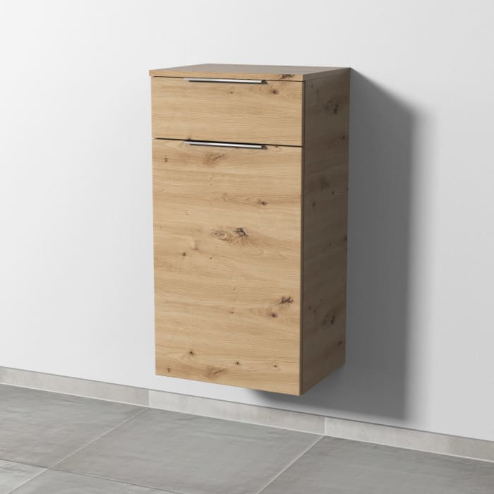 Sanipa 3way Mittelschrank 45 cm, 1 Auszug, 1 Wäschekorbklappe, mit Aufsatz-Griff