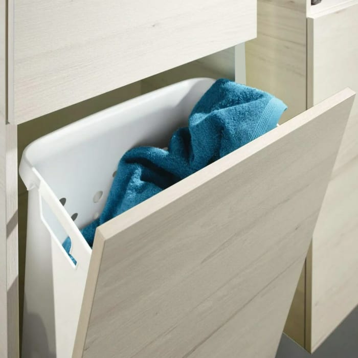 Sanipa 3way Stauraumschrank 45 cm, 1 Wäschekorbklappe, 1 Tür Anschlag links mit Push to open