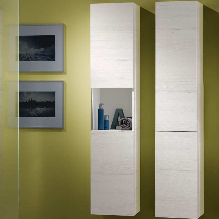 Sanipa 3way Stauraumschrank 45 cm, 1 Wäschekorbklappe, 1 Tür Anschlag links mit Push to open