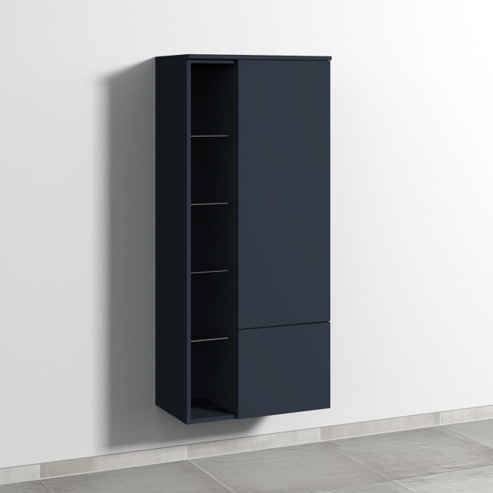 Sanipa 3way Stauraumschrank 60 cm, 1 Tür Anschlag rechts, Push to open, 1 offenes Fach, 1 Auszug