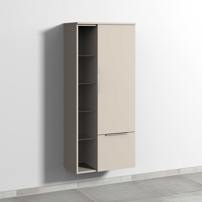 Sanipa 3way Stauraumschrank 60 cm, 1 Tür Anschlag rechts mit Aufsatzgriff, 1 offenes Fach, 1 Auszug