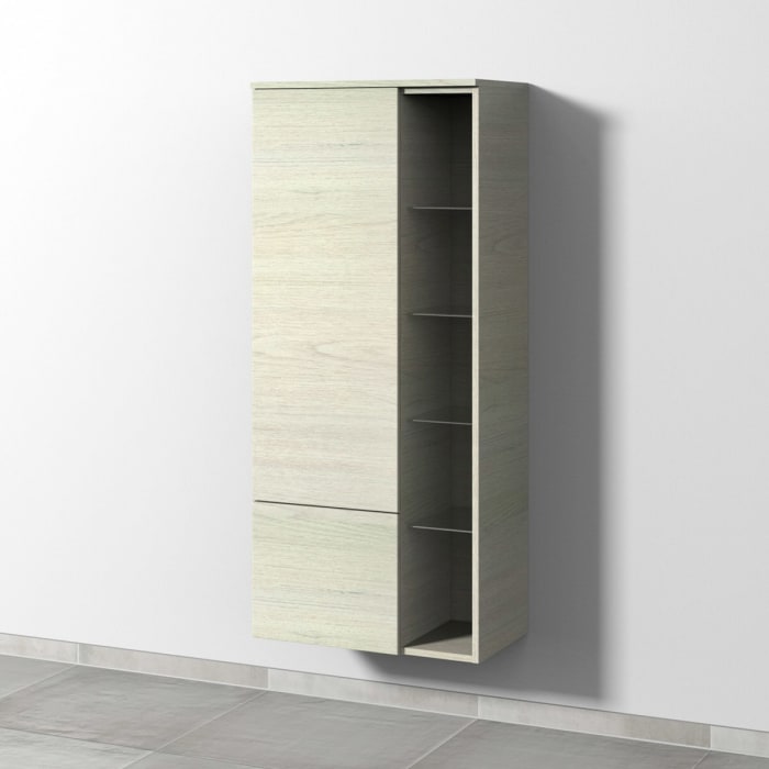 Sanipa 3way Stauraumschrank 60 cm, 1 Tür Anschlag links, Push to open, 1 offenes Fach, 1 Auszug