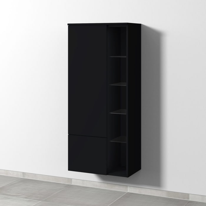 Sanipa 3way Stauraumschrank 60 cm, 1 Tür Anschlag links, Push to open, 1 offenes Fach, 1 Auszug