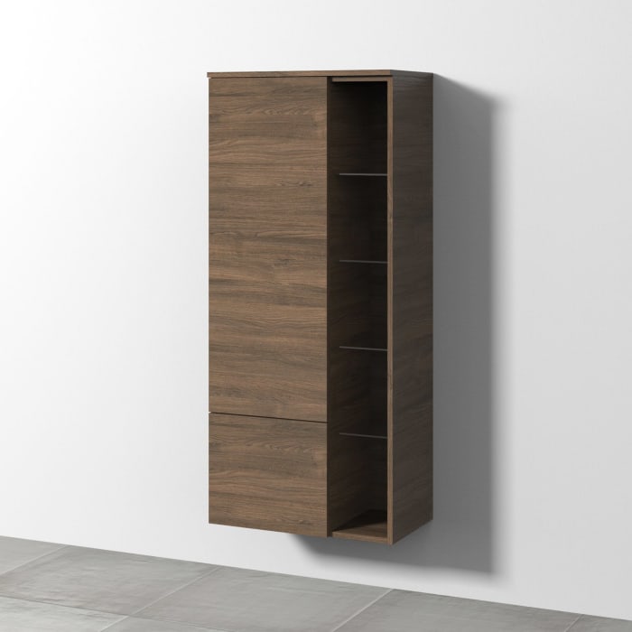 Sanipa 3way Stauraumschrank 60 cm, 1 Tür Anschlag links, Push to open, 1 offenes Fach, 1 Auszug