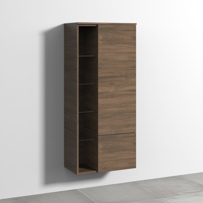 Sanipa 3way Stauraumschrank 60 cm, 1 Tür Anschlag rechts, Push to open, 1 offenes Fach, 1 Auszug