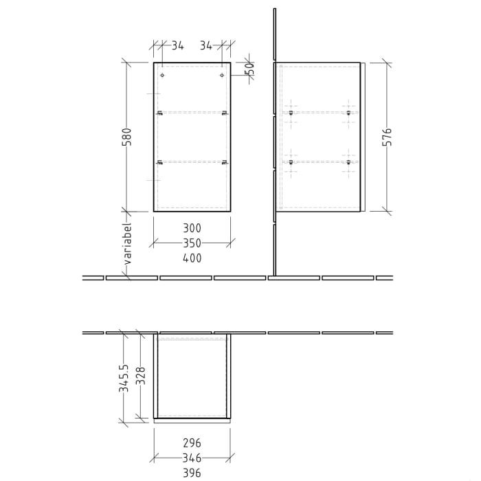 Sanipa 3way Unterschrank 30 cm, 1 Tür Anschlag links, Push to open