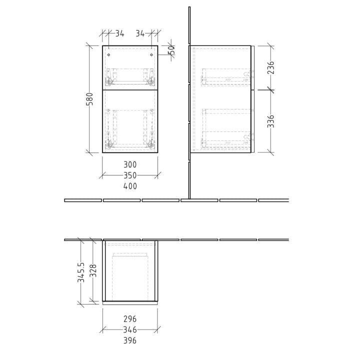Sanipa 3way Unterschrank 40 cm, 2 Auszüge, Push to open