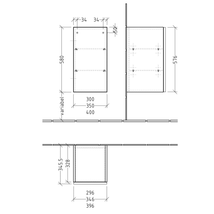 Sanipa 3way Unterschrank 40 cm, 1 Tür Anschlag links, Push to open