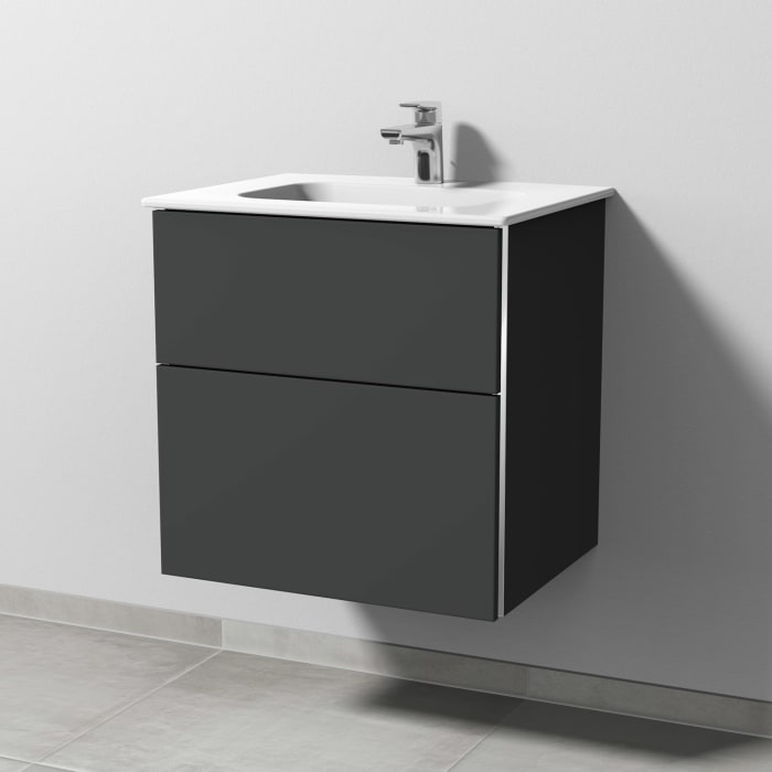 Sanipa 3way Kombination mit Keramikwaschtisch Design 60 cm, 2 Auszüge mit Griffleiste