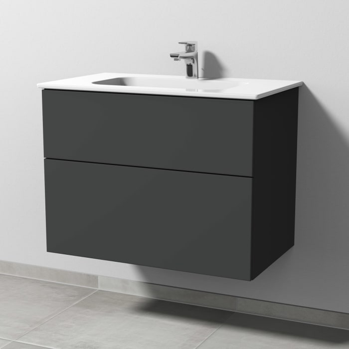 Sanipa 3way Kombination mit Keramikwaschtisch Design 80 cm, 2 Auszüge mit Push to open