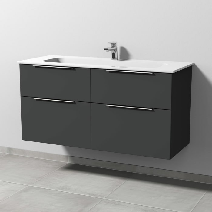 Sanipa 3way Kombination mit Keramikwaschtisch Design 120 cm, 4 Auszüge mit Aufsatz-Griff