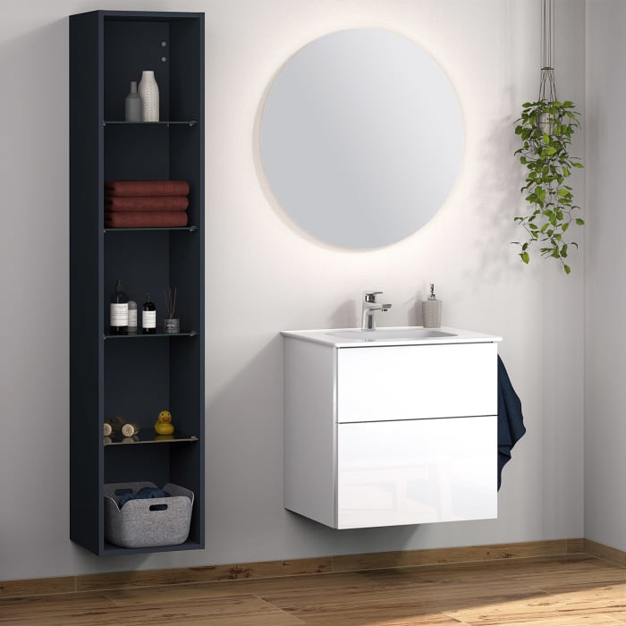 Sanipa 3way Kombination mit Keramikwaschtisch Design 60 cm, 2 Auszüge mit Griffleiste